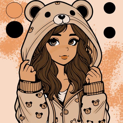 realistic girl in a animal pjs hoodie