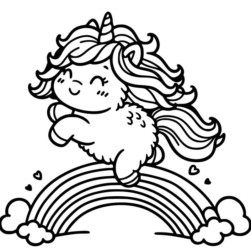 pink fluffy unicorn dancing on rainbows