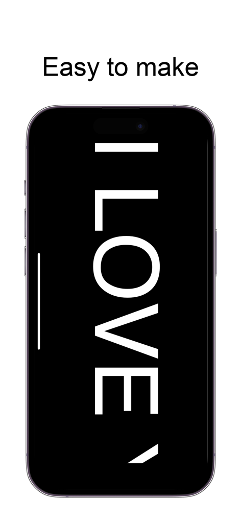 led banner scrolling text led - Una pantalla de smartphone que muestra texto vertical blanco grande sobre fondo negro con el título Fácil de crear.