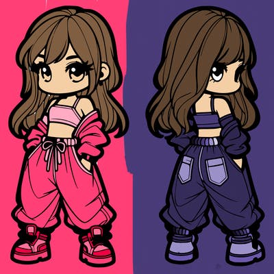 girl in crop top and baggy pants