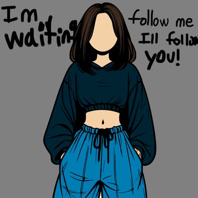 realistic girl faceless with baggy pants and a crop top