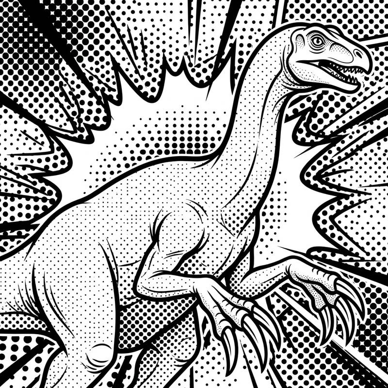 Experience the prehistoric world with a vibrant twist! This Therizinosaurus coloring page blends ancient awe with the bold, dynamic flair of Pop Art, ready for your artistic touch.