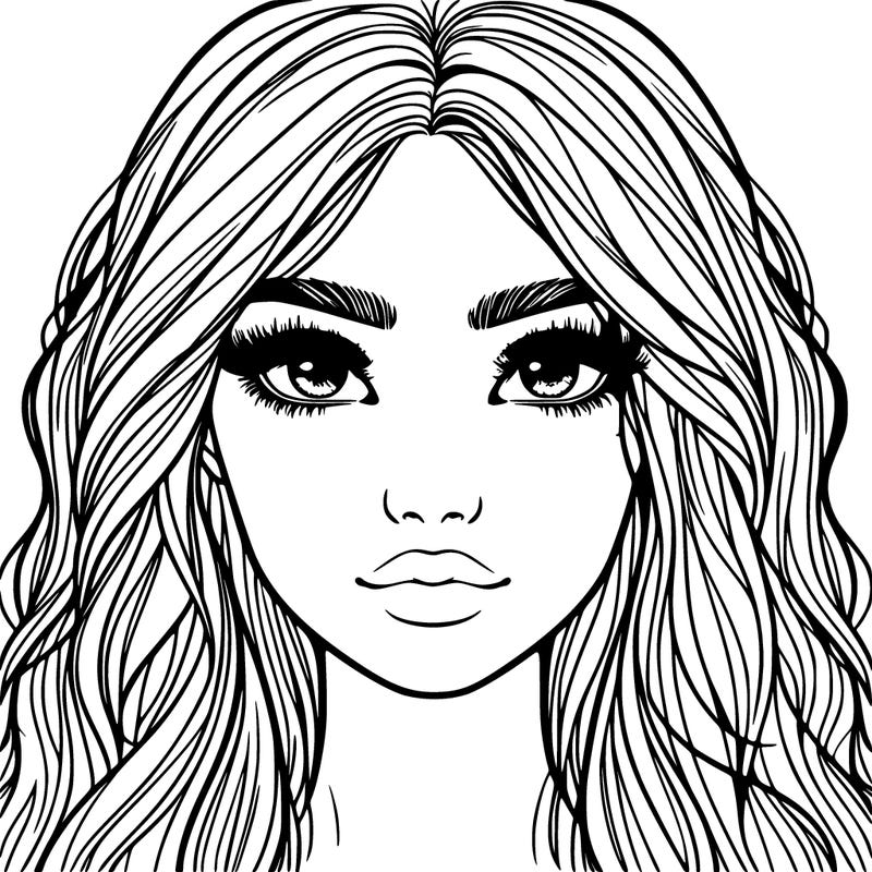 realistic girl with long lashes and freckles