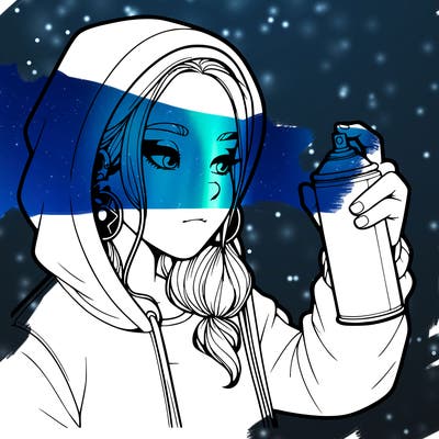 a realistic girl, spray painting