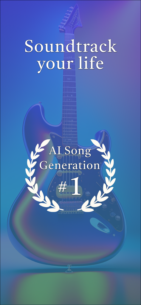 Application de génération de musique AI Song avec une guitare électrique et le texte "Soundtrack your life"
