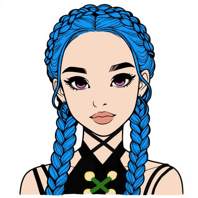 realistic girl with braids