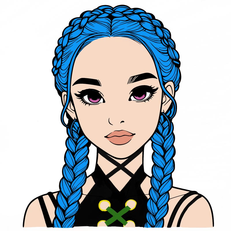 realistic girl with braids