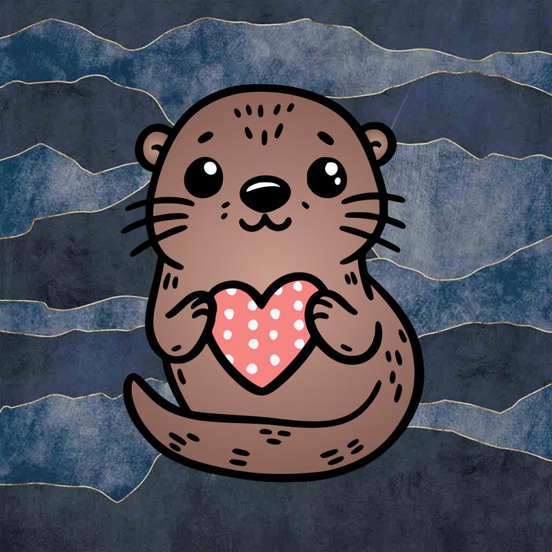 otter with a heart