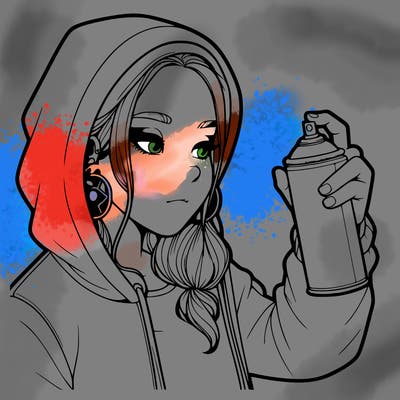 a realistic girl, spray painting