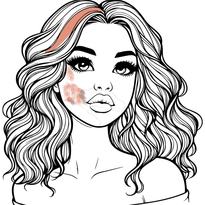 realistic girl with wavy hair and lips