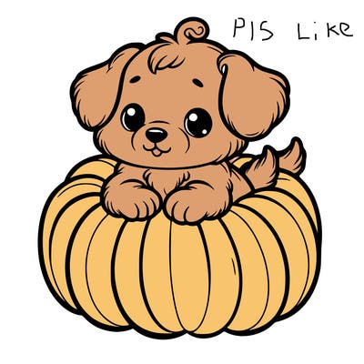 cute little puppy in a pumpkin