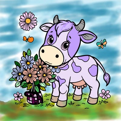 cow with flowers