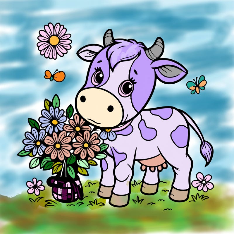 cow with flowers