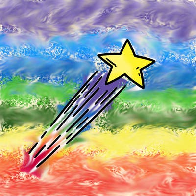 a shooting star in the sky