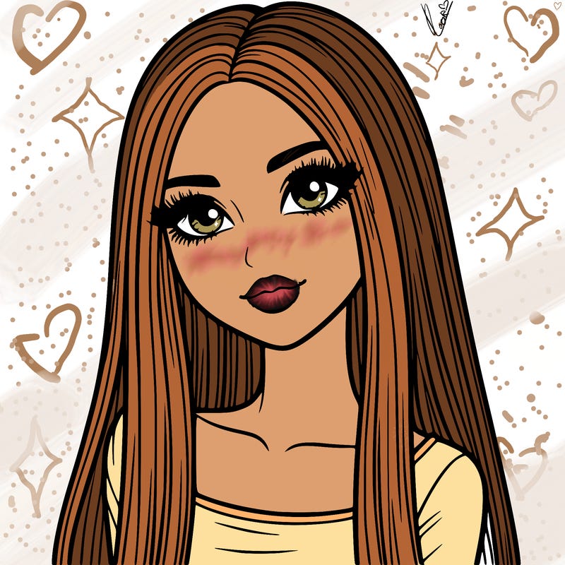 realistic girl with straight and long hair