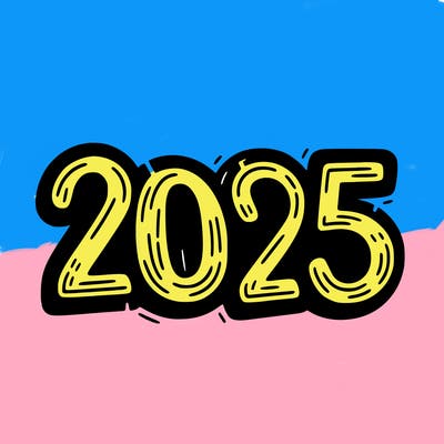 one line scrawled numbers sketch design “2025”