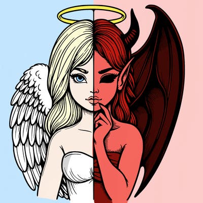 realistic angel half demon