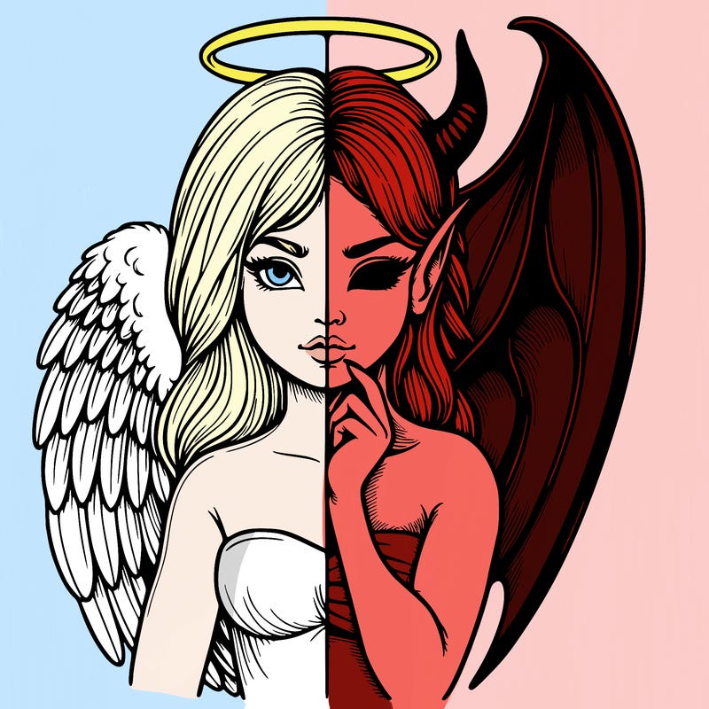 realistic angel half demon