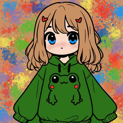 girl wearing frogging sweatshirt