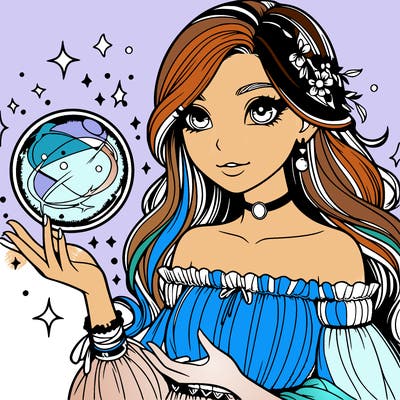 magical realistic girl holding a magic orb
