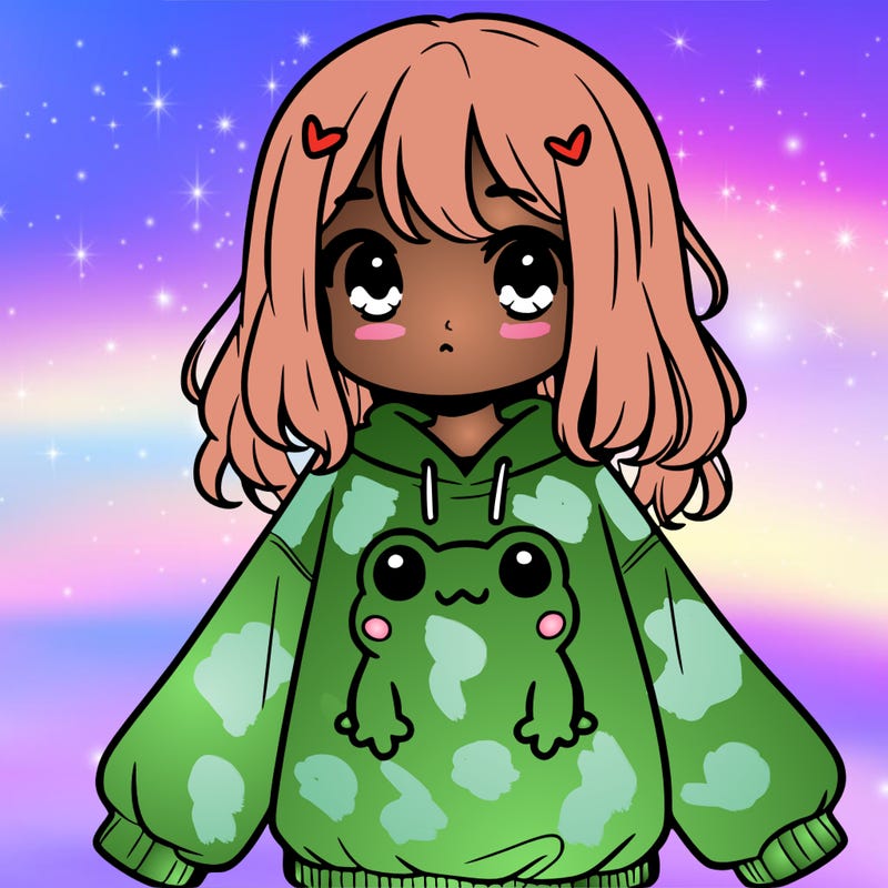 girl wearing frogging sweatshirt