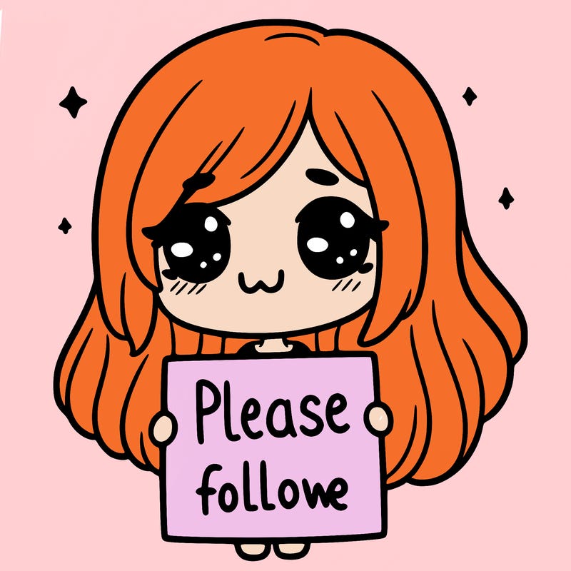 a girl holding  a sign  saying please  follow  me