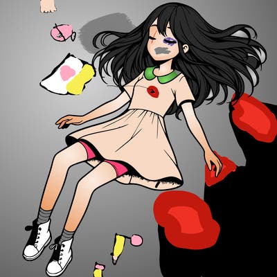 realistic girl floating