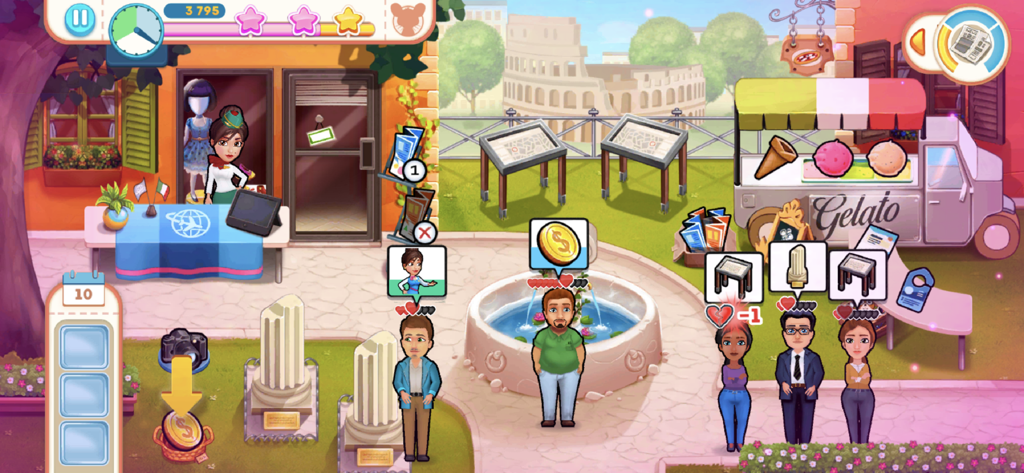 Amber serving VIP tourists in Rome with the Colosseum in the background