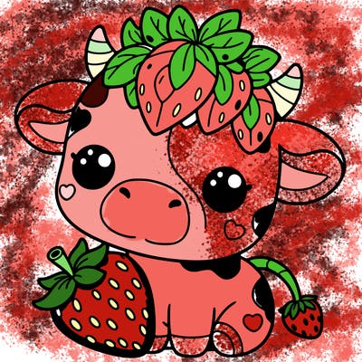 cute strawberry cow
