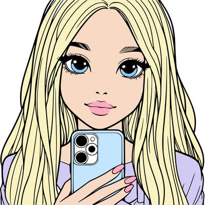 realistic girl with a phone