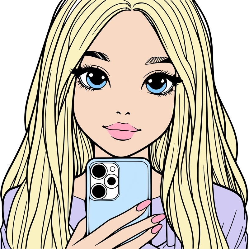 realistic girl with a phone