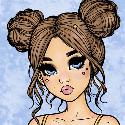 realistic girl with space buns