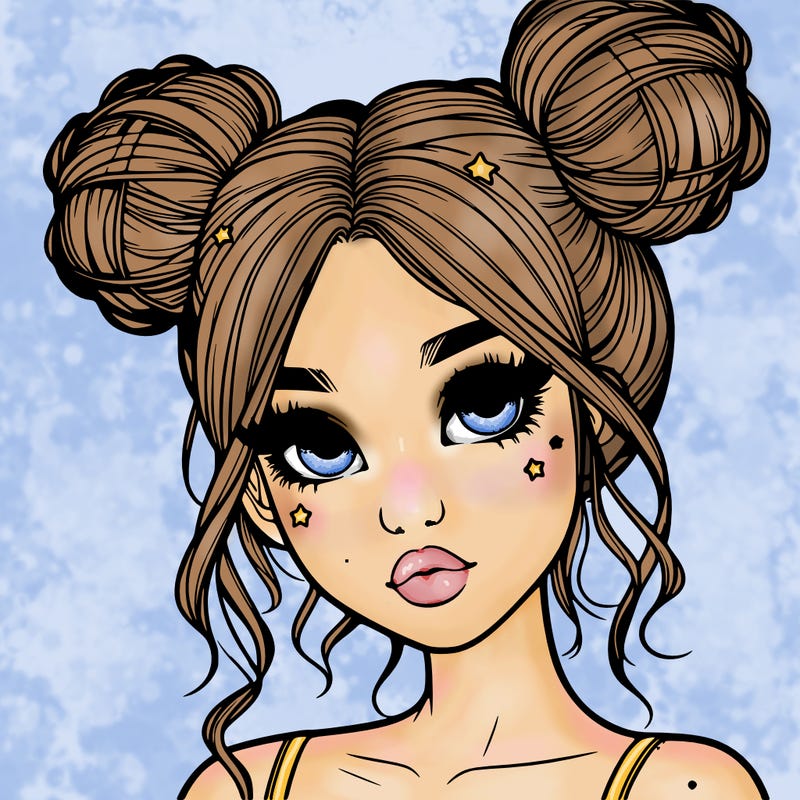 realistic girl with space buns
