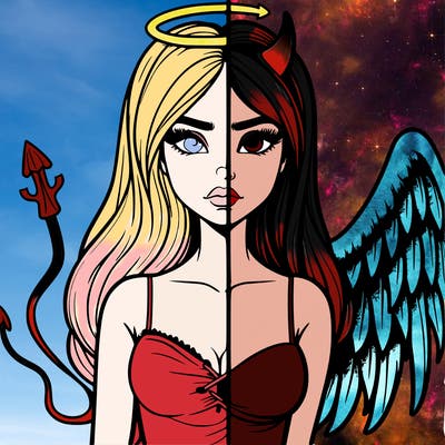 devil vs angel realistic girl