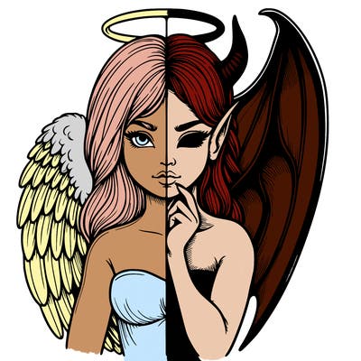 realistic angel half demon