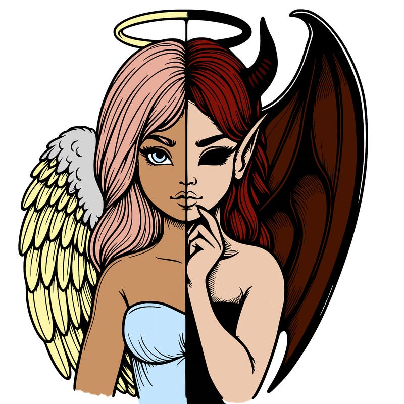 realistic angel half demon