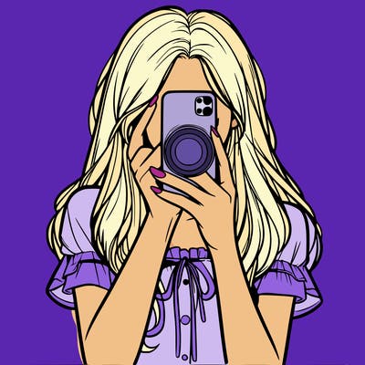 a realistic girl holding her phone taking pictures