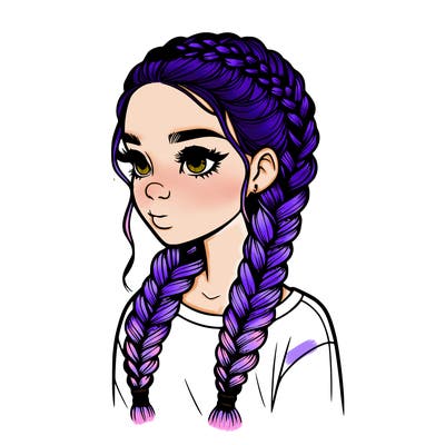 realistic girl with braids