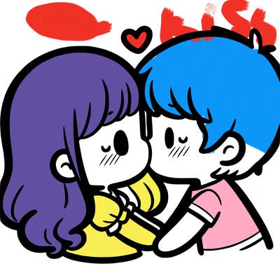 a girl and a boy kissing