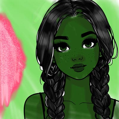 realistic girl with braids