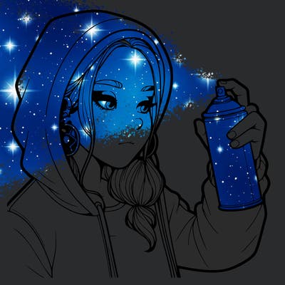 a realistic girl, spray painting