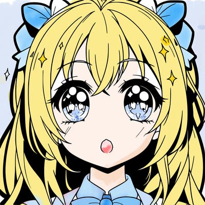 an anime girl with big shiny eyes