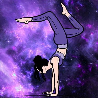 a woman doing a handstand