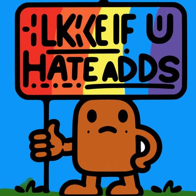 sign that says like if u hate adds