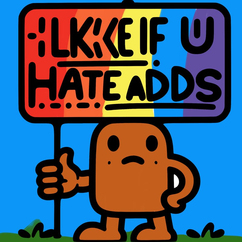 sign that says like if u hate adds