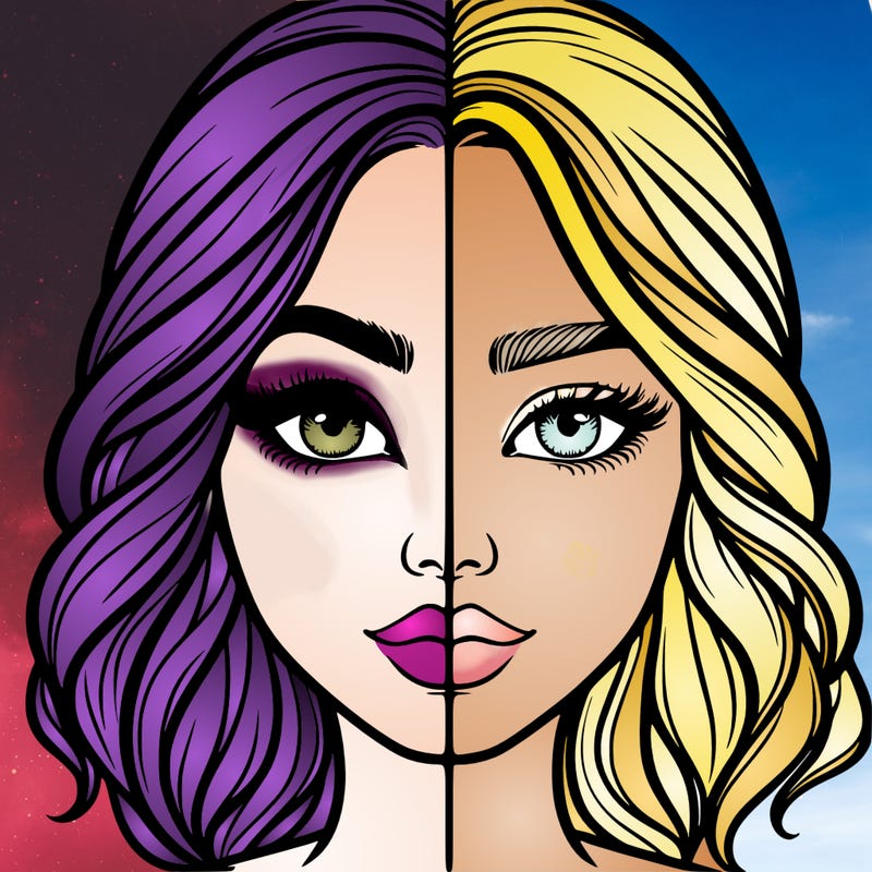 realistic girl split half