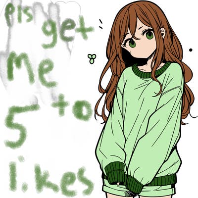 manga teen girl  in a sweater and baggy pants