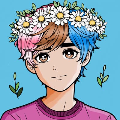 realistic boy with flower crown