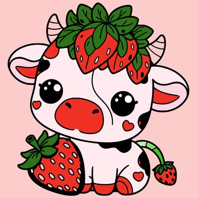 cute strawberry cow