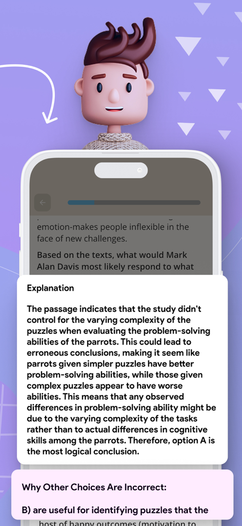 Detaillierte Erläuterung der Frage und Analyse der Antwort in der Preptly Digital SAT Prep Mobile App.